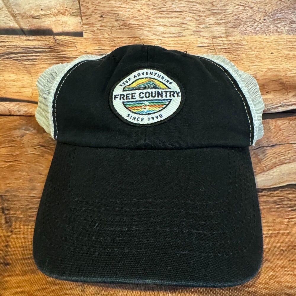 Free Country Trucker Hat Mens Keep Adventuring Since 1990 Patch Snapback Cap One